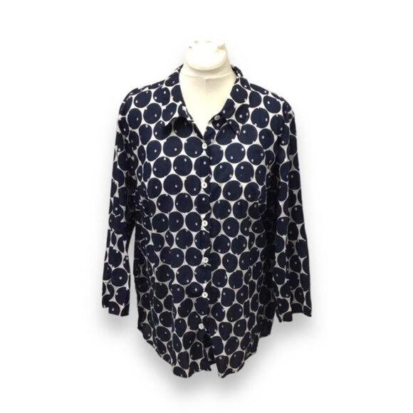 Alfred Dunner Women’s Gauzy 3/4 Sleeve Geometric Print Button Up Shirt - Picture 1 of 6